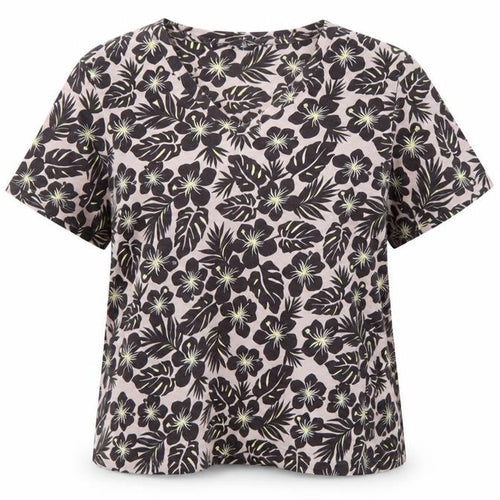 Marks and Spencer Womens Pink Floral Cotton Basic T-Shirt Size 8 V-Neck