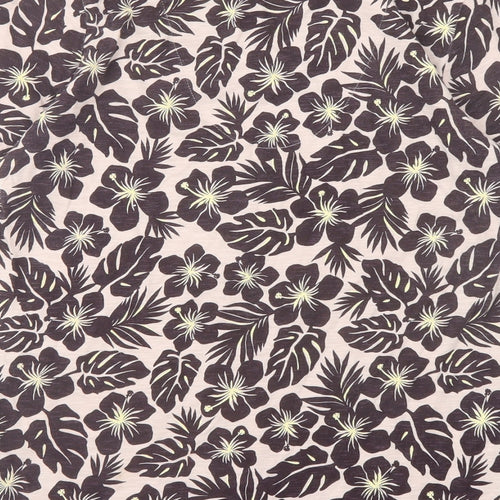 Marks and Spencer Womens Pink Floral Cotton Basic T-Shirt Size 8 V-Neck