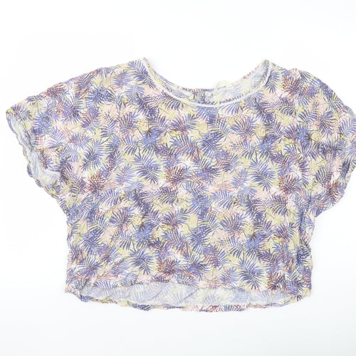 Indigo Womens Multicoloured Floral Viscose Basic Blouse Size 18 Boat Neck