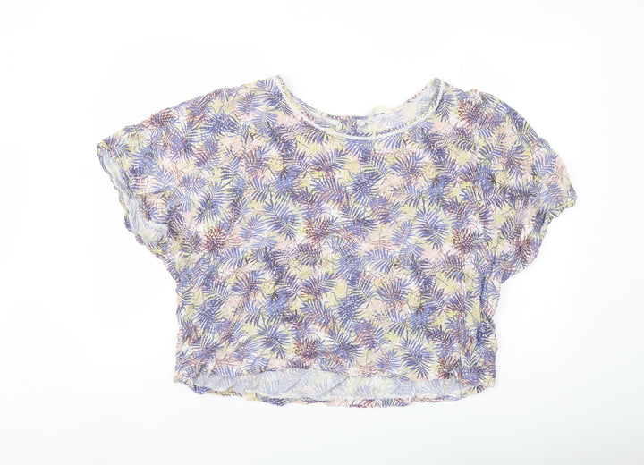 Indigo Womens Multicoloured Floral Viscose Basic Blouse Size 18 Boat Neck