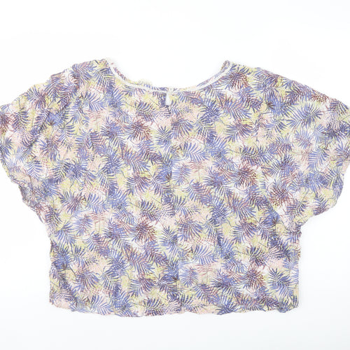 Indigo Womens Multicoloured Floral Viscose Basic Blouse Size 18 Boat Neck