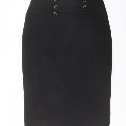Wallis Womens Black Polyester A-Line Skirt Size 14 Zip