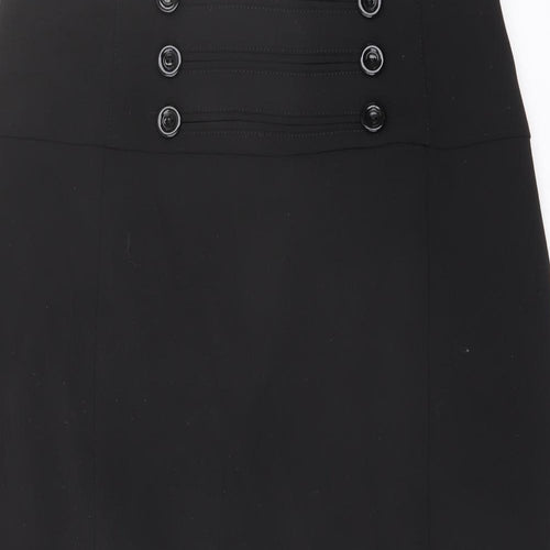 Wallis Womens Black Polyester A-Line Skirt Size 14 Zip