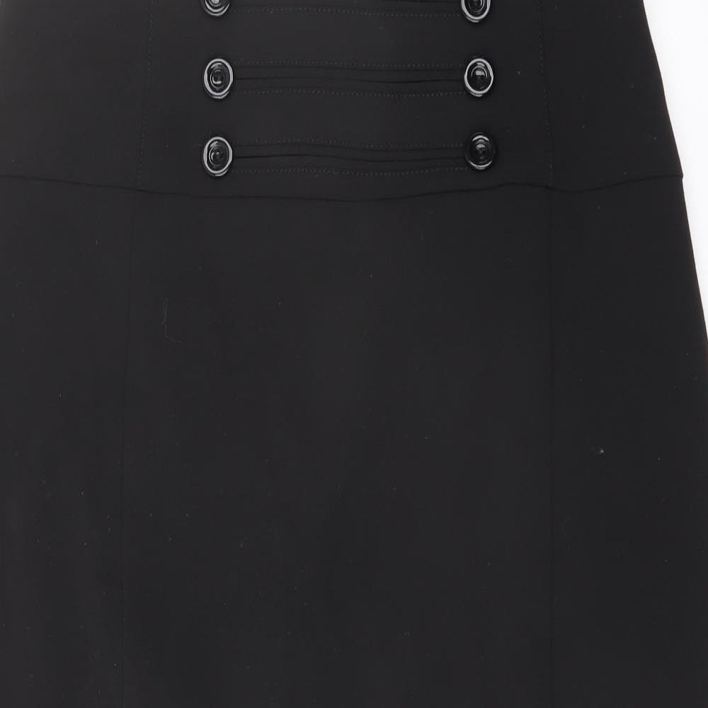 Wallis Womens Black Polyester A-Line Skirt Size 14 Zip