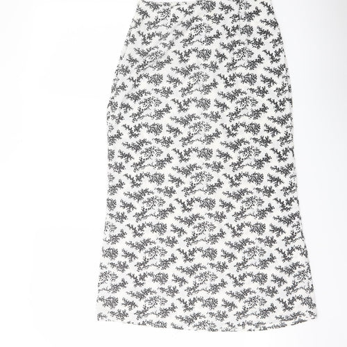 PRETTYLITTLETHING Womens White Geometric Polyester Straight & Pencil Skirt Size 8 Zip