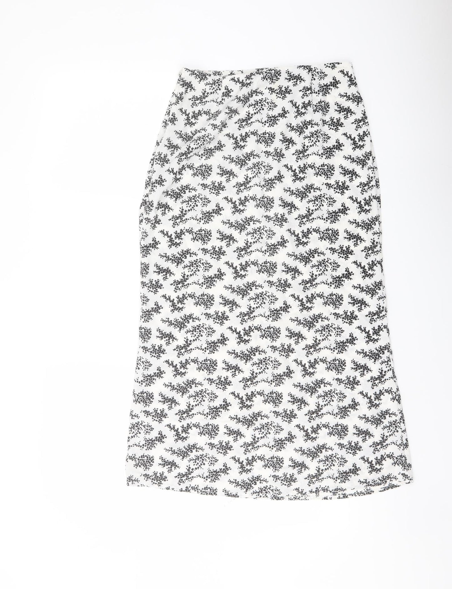 PRETTYLITTLETHING Womens White Geometric Polyester Straight & Pencil Skirt Size 8 Zip