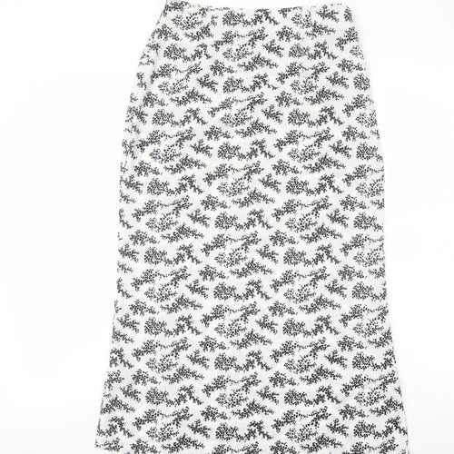 PRETTYLITTLETHING Womens White Geometric Polyester Straight & Pencil Skirt Size 8 Zip