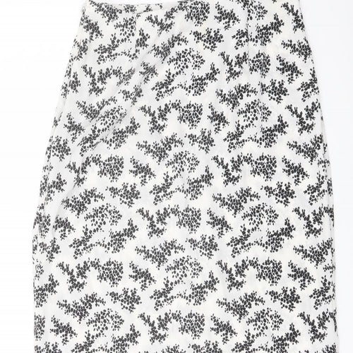 PRETTYLITTLETHING Womens White Geometric Polyester Straight & Pencil Skirt Size 8 Zip