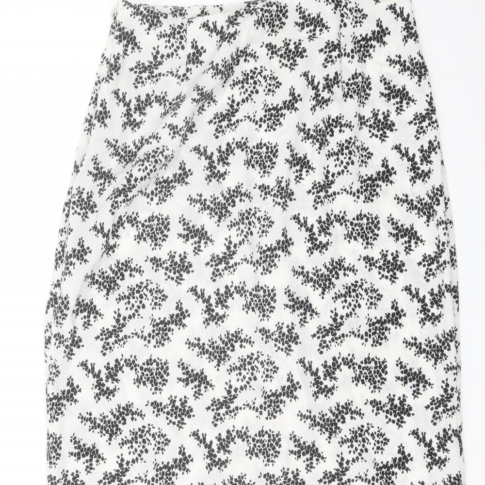 PRETTYLITTLETHING Womens White Geometric Polyester Straight & Pencil Skirt Size 8 Zip