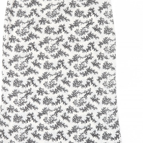 PRETTYLITTLETHING Womens White Geometric Polyester Straight & Pencil Skirt Size 8 Zip