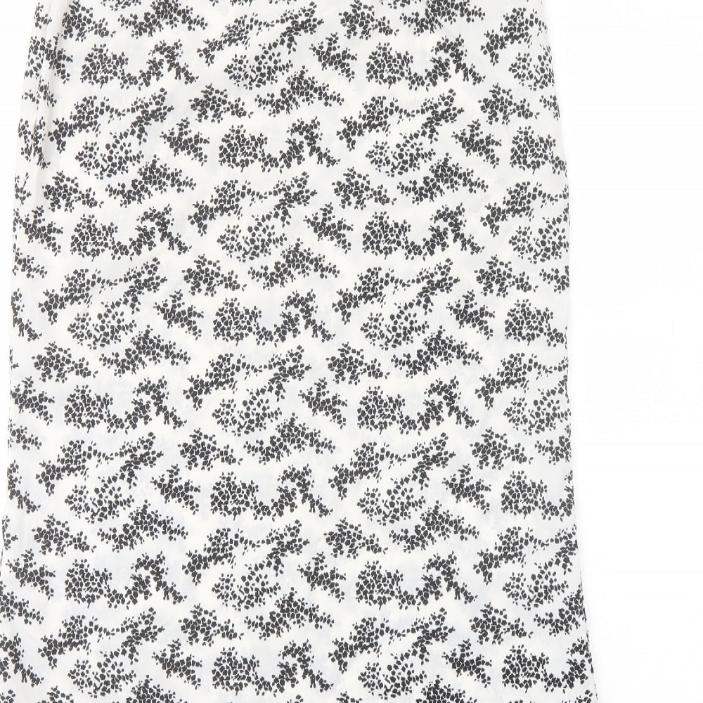 PRETTYLITTLETHING Womens White Geometric Polyester Straight & Pencil Skirt Size 8 Zip