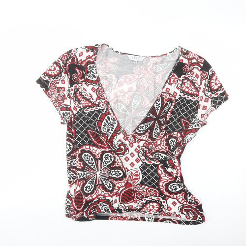 EAST Womens Multicoloured Geometric Viscose Basic Blouse Size 18 V-Neck