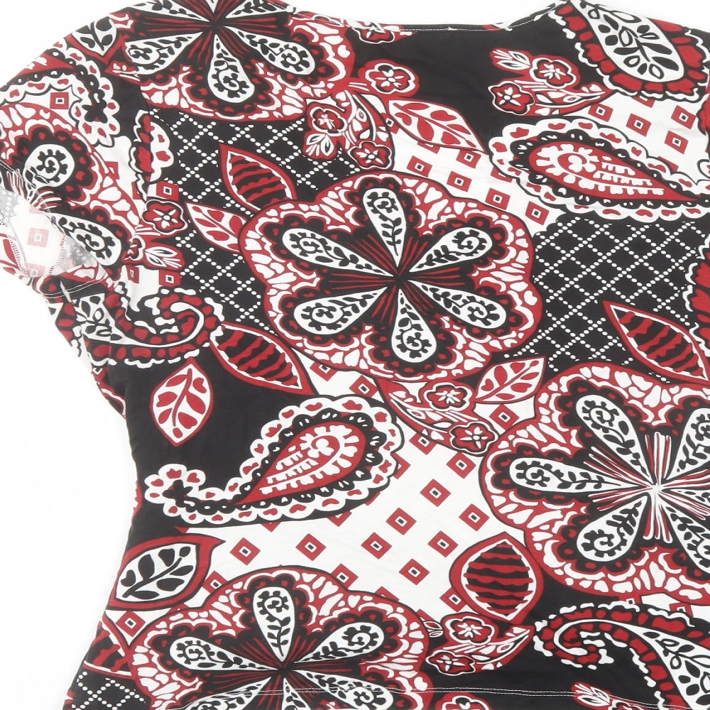 EAST Womens Multicoloured Geometric Viscose Basic Blouse Size 18 V-Neck