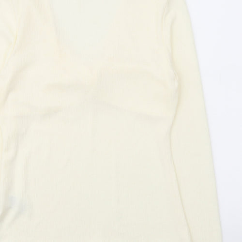 Marks and Spencer Womens Ivory Polyester Basic Blouse Size 14 V-Neck