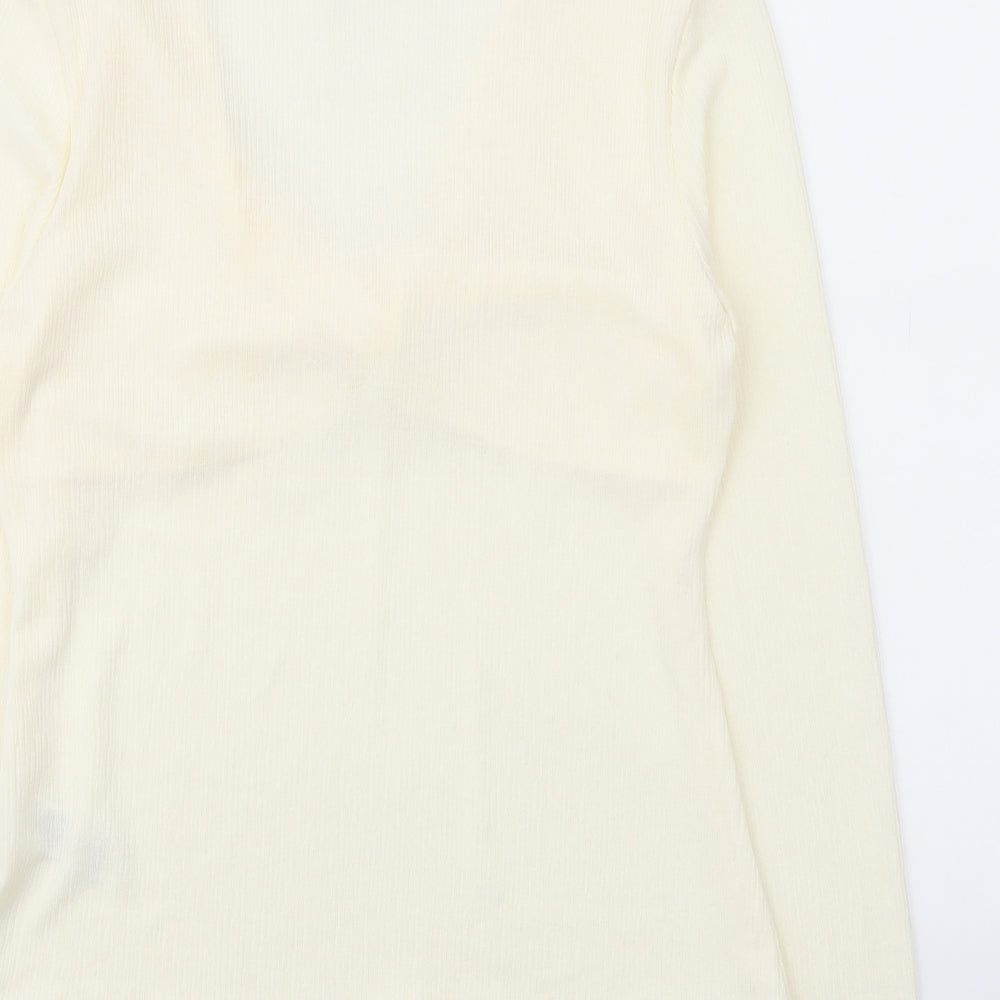 Marks and Spencer Womens Ivory Polyester Basic Blouse Size 14 V-Neck
