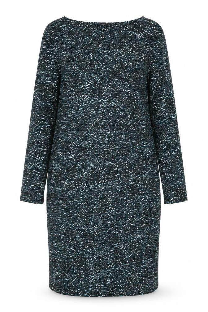 M&Co Womens Black Geometric Viscose Pencil Dress Size 14 Boat Neck Pullover