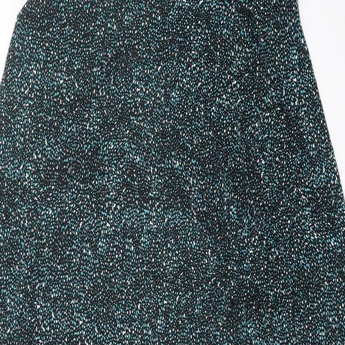 M&Co Womens Black Geometric Viscose Pencil Dress Size 14 Boat Neck Pullover