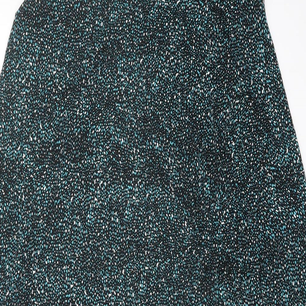 M&Co Womens Black Geometric Viscose Pencil Dress Size 14 Boat Neck Pullover