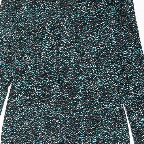 M&Co Womens Black Geometric Viscose Pencil Dress Size 14 Boat Neck Pullover