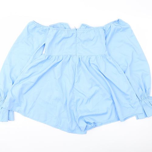 PRETTYLITTLETHING Womens Blue Polyester Playsuit One-Piece Size 8 Zip