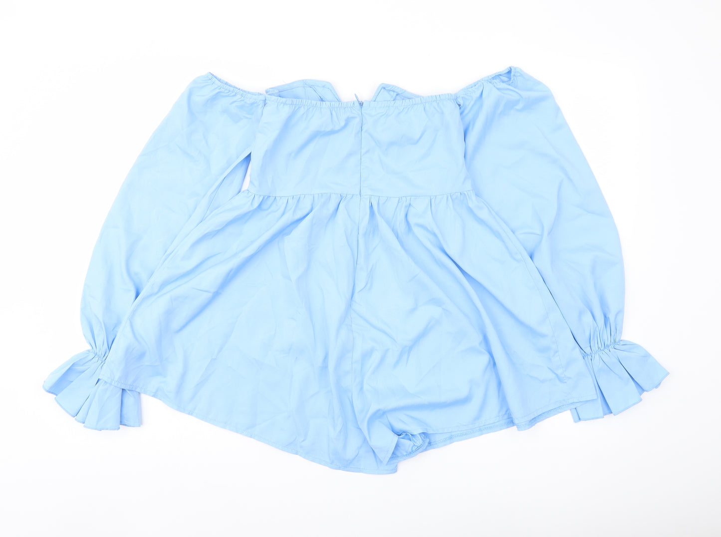 PRETTYLITTLETHING Womens Blue Polyester Playsuit One-Piece Size 8 Zip