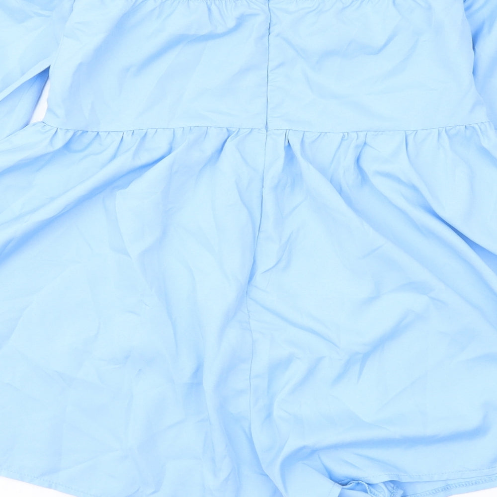 PRETTYLITTLETHING Womens Blue Polyester Playsuit One-Piece Size 8 Zip