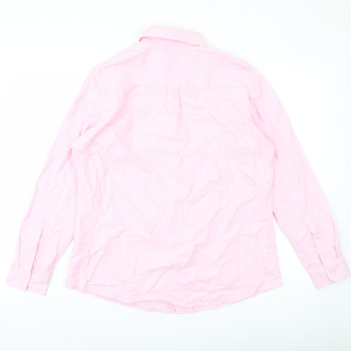 Cotton Traders Womens Pink Cotton Basic Button-Up Size 12 Collared