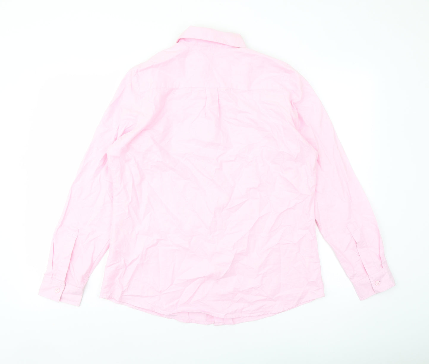 Cotton Traders Womens Pink Cotton Basic Button-Up Size 12 Collared