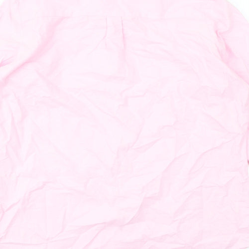 Cotton Traders Womens Pink Cotton Basic Button-Up Size 12 Collared
