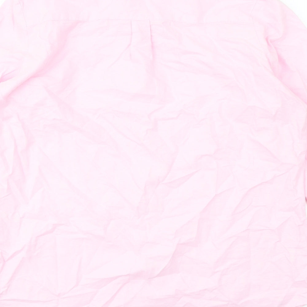 Cotton Traders Womens Pink Cotton Basic Button-Up Size 12 Collared