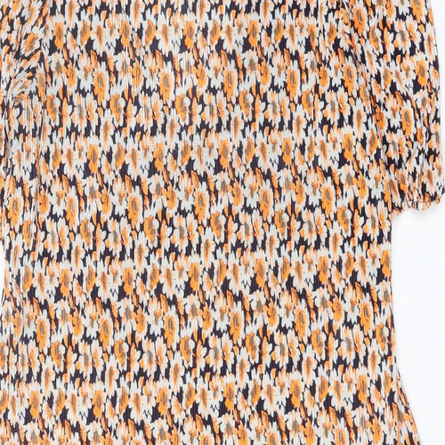 ASOS Womens Orange Floral Polyester Fit & Flare Size 12 V-Neck Pullover