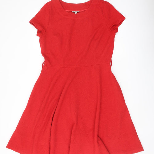 Per Una Womens Red Polyester A-Line Size 14 Round Neck Pullover