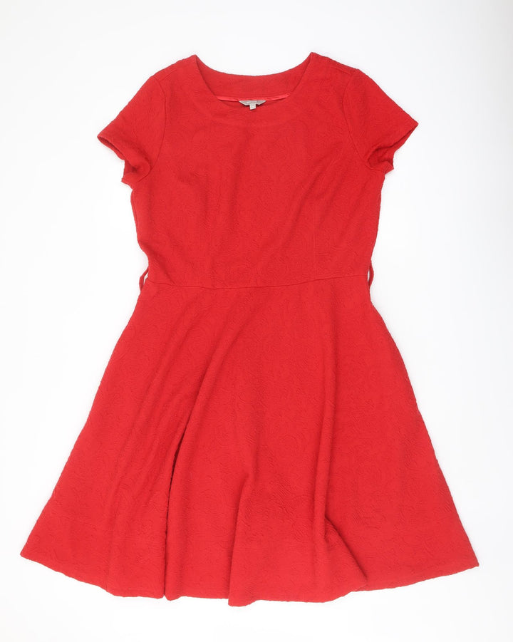 Per Una Womens Red Polyester A-Line Size 14 Round Neck Pullover