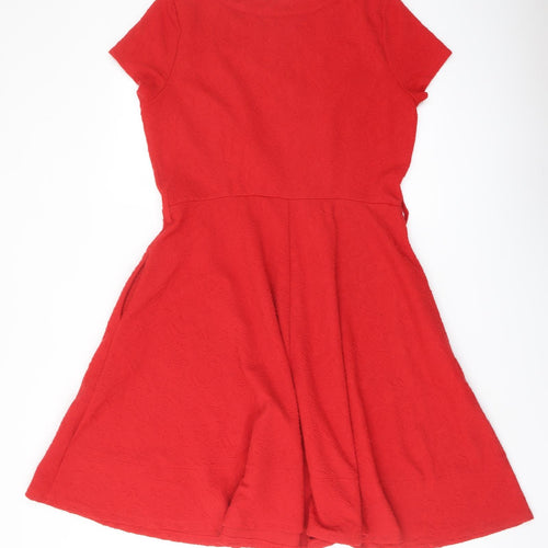 Per Una Womens Red Polyester A-Line Size 14 Round Neck Pullover
