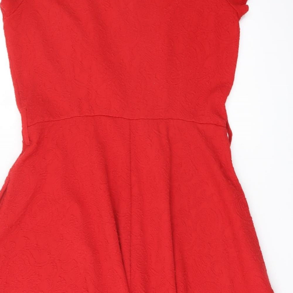 Per Una Womens Red Polyester A-Line Size 14 Round Neck Pullover