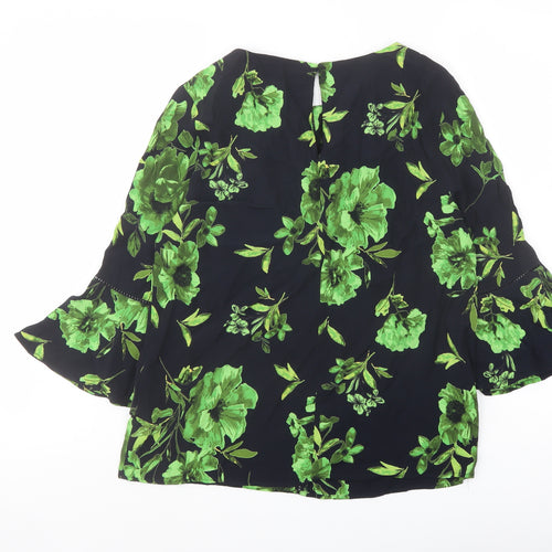 Phase Eight Womens Blue Floral Viscose Basic Blouse Size 10 Round Neck