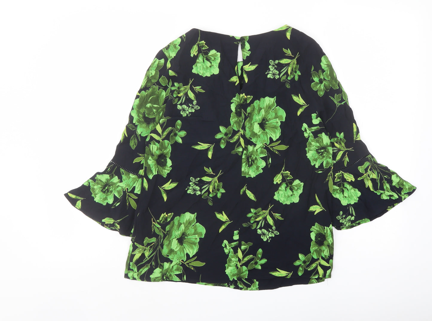 Phase Eight Womens Blue Floral Viscose Basic Blouse Size 10 Round Neck