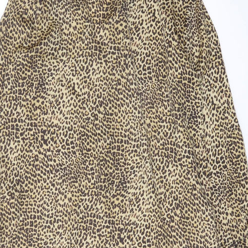 Zara Womens Brown Animal Print Polyester Tunic Button-Up Size XS Collared