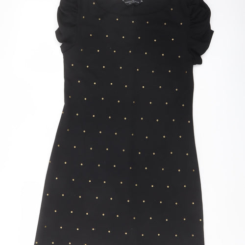 Miss Selfridge Womens Black Polyester A-Line Size 12 Boat Neck Pullover