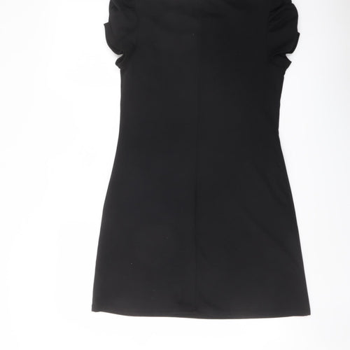 Miss Selfridge Womens Black Polyester A-Line Size 12 Boat Neck Pullover