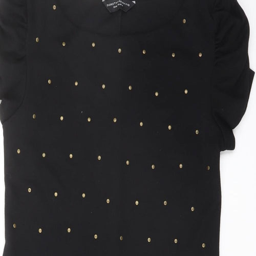 Miss Selfridge Womens Black Polyester A-Line Size 12 Boat Neck Pullover