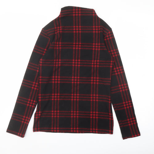 Oasis Womens Black Plaid Polyester Basic Blouse Size S Mock Neck