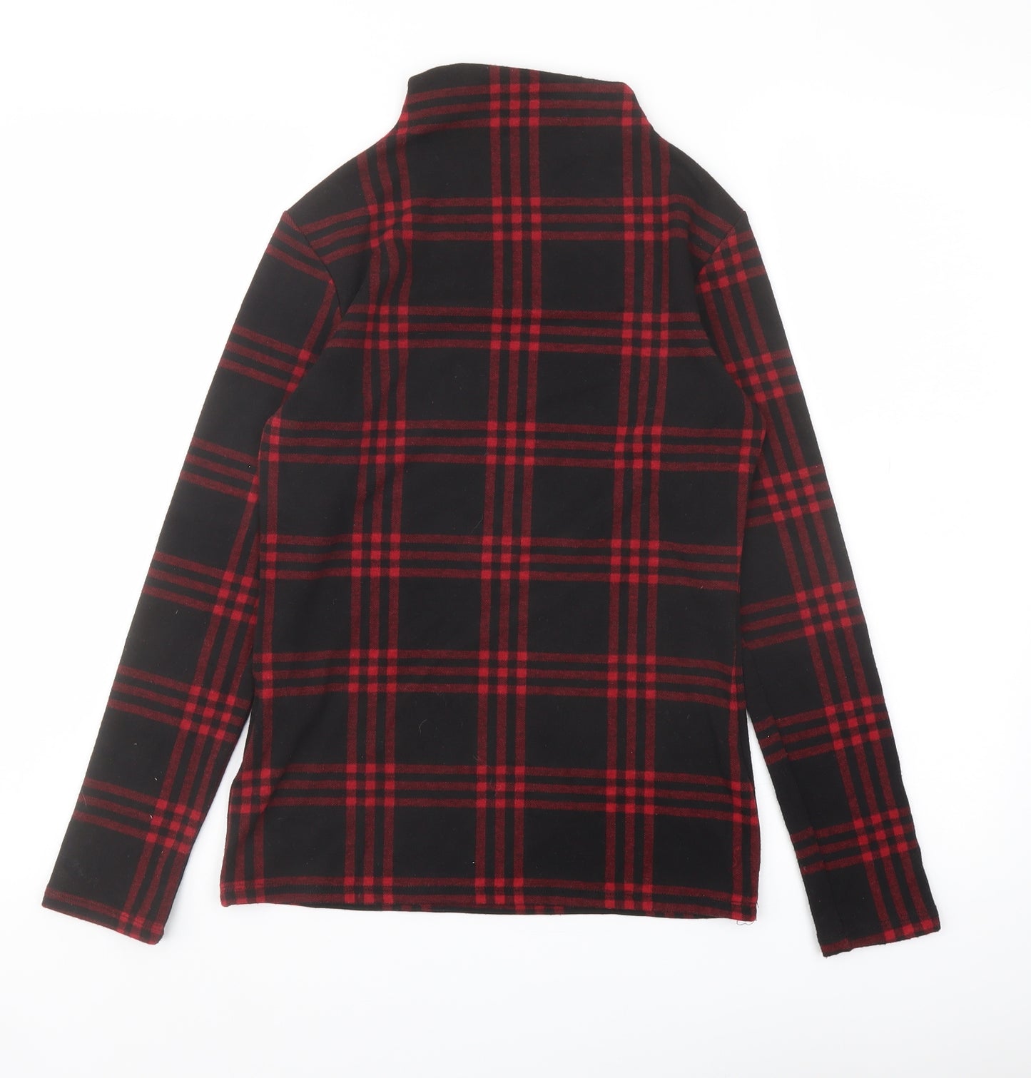 Oasis Womens Black Plaid Polyester Basic Blouse Size S Mock Neck