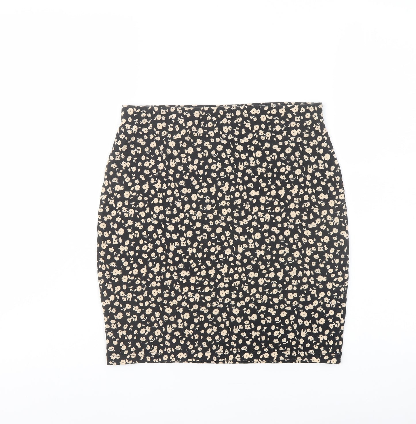 New Look Womens Black Floral Cotton Mini Skirt Size 10