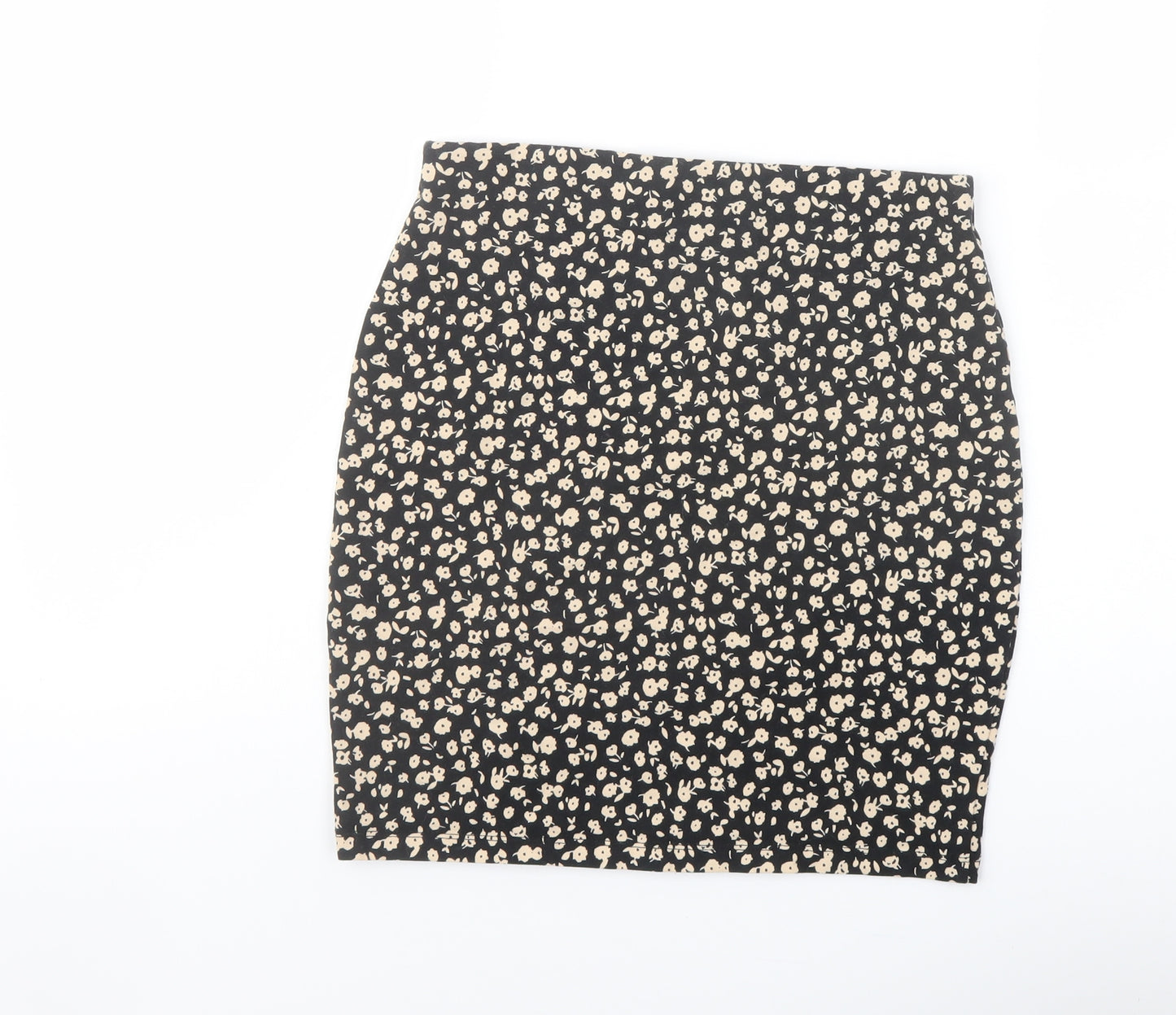 New Look Womens Black Floral Cotton Mini Skirt Size 10