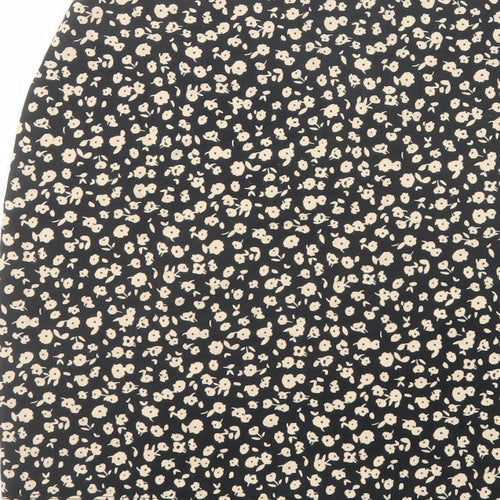New Look Womens Black Floral Cotton Mini Skirt Size 10