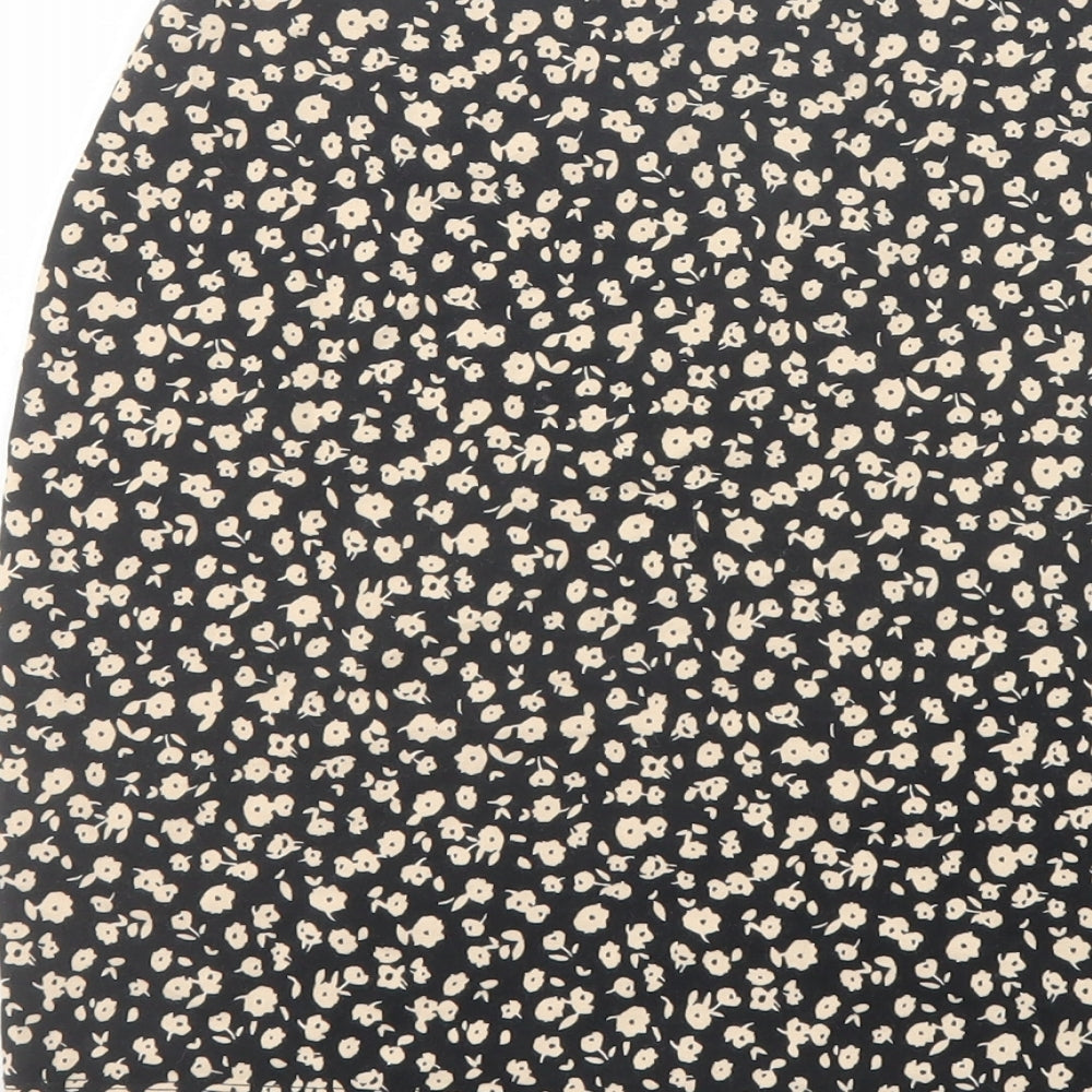 New Look Womens Black Floral Cotton Mini Skirt Size 10