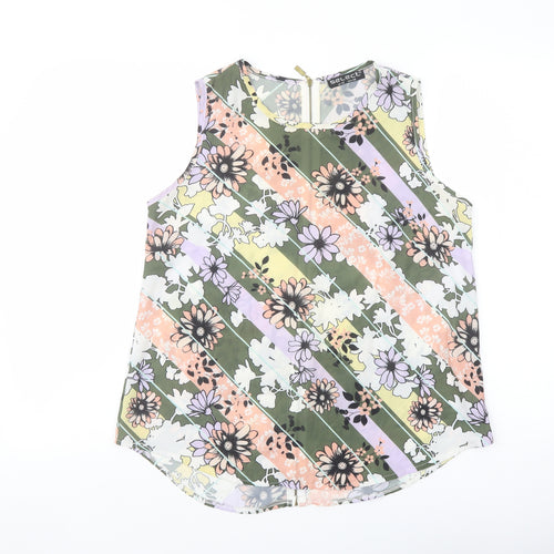 Select Womens Multicoloured Floral Polyester Basic Blouse Size 12 Round Neck