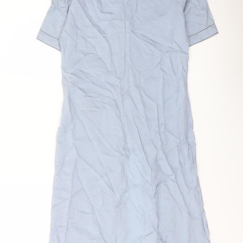 Zara Womens Blue Cupro Shift Size S Round Neck Zip