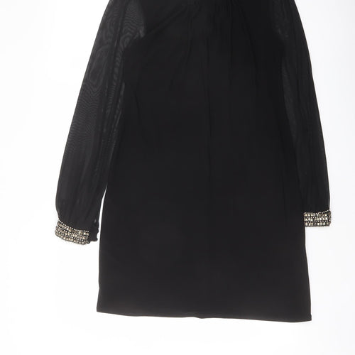 Dorothy Perkins Womens Black Polyester A-Line Size 10 Boat Neck Pullover
